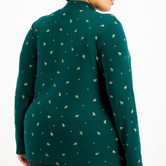 Karen Scott Plus Size Metallic Tree-Print Top - Picture 2 of 2